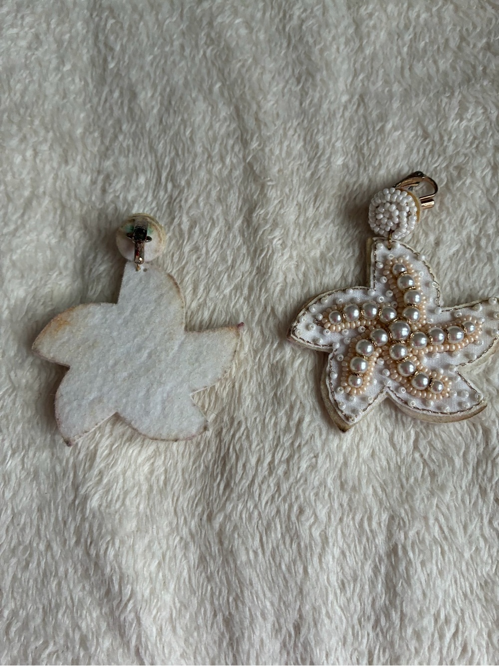 Pearl Beaded Starfish Drop Earrings - White